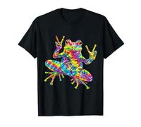 Tie-Dye Frog Opera d'arte segno di pace Hippie Free Mind Flow Maglietta