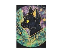 Tie-dye Gatto Nero Ritratto bandiere blu navy all'aperto natale cortile banner per la decorazione del portico 28x40 double sided