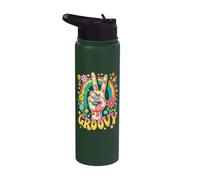 Tie-Dye, Groovy, Hippie, segno della pace, festa anni '60 e discoteca anni '70 Stainless Steel Insulated Water Bottle