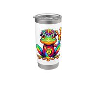Tie-Dye Hippie Frog, segno della pace, donne, ragazze, costume anni '70 Bicchiere termico in acciaio inox doppia parete