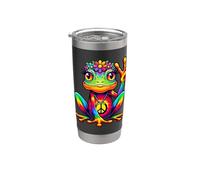 Tie-Dye Hippie Frog, segno della pace, donne, ragazze, costume anni '70 Bicchiere termico in acciaio inox doppia parete