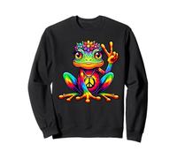 Tie-Dye Hippie Frog, Segno della Pace, Donne, Ragazze, Costume Anni '70 Felpa