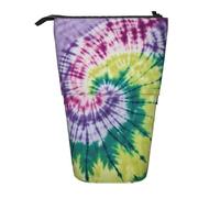 Tie-Dye Hippies stampa telescopica in piedi matita bag/stand up cancelleria bag/trucco bag/Storage Case, Nero , Taglia unica