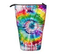 Tie-Dye Hippies stampa telescopica in piedi matita bag/stand up cancelleria bag/trucco bag/Storage Case, Nero , Taglia unica