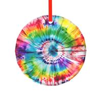 Tie-Dye Hippies Stampa Vetro Rotondo Albero di Natale Appeso Ornamenti di Natale Per Le Feste di Natale Regali Decorazioni Per