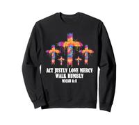 Tie Dye Micah 6 8 Act Justly Bibbia Pasqua Cristo Fede Croce Felpa