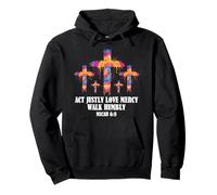 Tie Dye Micah 6 8 Act Justly Bibbia Pasqua Cristo Fede Croce Felpa con Cappuccio