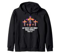 Tie Dye Micah 6 8 Act Justly Bibbia Pasqua Cristo Fede Croce Felpa con Cappuccio