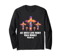 Tie Dye Micah 6 8 Act Justly Bibbia Pasqua Cristo Fede Croce Maglia a Manica