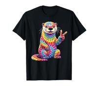 Tie-Dye Otter Colorato Hippie Otter Arcobaleno Maglietta
