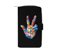 Tie Dye Peace Sign Womens PU Leather Wallet Long Purse Clutch Organizer per Ufficio Viaggio