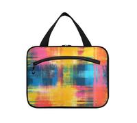 Tie Dye Plaid Astratto Multicolore Appeso Viaggio Toiletry Bag con gancio, Designer Portatile Cosmetici Borsa per la Mamma Vacanza Maleta para maquillaje L