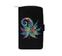 Tie Dye Pot Leaf Weeds Womens PU Leather Wallet Long Purse Clutch Organizer per Ufficio Viaggio