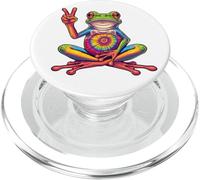 Tie-Dye Rana segno della pace Hippie, arcobaleno divertente rana design PopSockets PopGrip per MagSafe