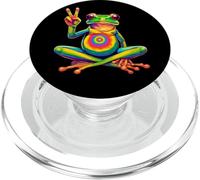 Tie-Dye Rana segno della pace Hippie, arcobaleno divertente rana design PopSockets PopGrip per MagSafe