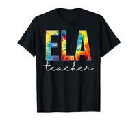 Tie Dye Retro Rainbow Ela Teacher Back to School Maglietta