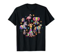 Tie Dye Safari Animali Colorati Hippie Animale Arcobaleno Maglietta