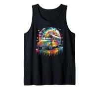 Tie Dye School Bus Art Psychedelic Retro Colors Futuristic Canotta