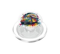 Tie Dye School Bus Art Psychedelic Retro Colors Futuristic PopSockets PopGrip per MagSafe