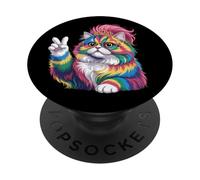 Tie Dye segno della pace hippie donna uomo retrò principessa gatto PopSockets PopGrip Adesivo