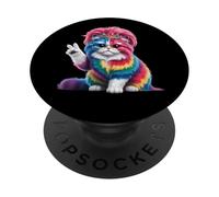 Tie Dye segno della pace hippie donna uomo retrò principessa gatto PopSockets PopGrip Adesivo
