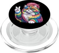 Tie Dye segno della pace hippie donna uomo retrò principessa gatto PopSockets PopGrip per MagSafe