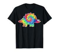 Tie Dye Stegosaurus Dinosaur Retro Rainbow T Rex Maglietta