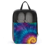 Tie-dye Swirling Indaco Turchese Oro Giallo Borsa per Scarpe da Viaggio Uso quotidiano Anti-polvere Portascarpe Golf
