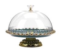 TIECHUINIUB Alzata per torte in ceramica, piatto da portata con coperchio a cupola, supporto per torte e dessert, per feste e matrimoni, 24,5 cm