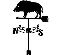 TIECHUINIUB Segnavento a forma di cinghiale, banderuola a ventola, in acciaio inox, indicatore del vento, scena agricola, nero, satinato, per cortile, giardino, esterno
