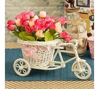 TIED RIBBONS Cycle Shape Flower Vase with Peonies Flower Bunch for Shelf Table Living Room Bedroom Home Decoration Ornament