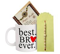 TIED RIBBONS Rakhi for Brother with Gift Set | Bhai Rakhi | Coffee Mug (10 Oz) | Mini Card - Raksha bandhan Rakhi Bracelet for Brother Rakhi for Bhaiya | Bro Rakhi Thread | Rakhi Set