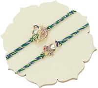TIED RIBBONS Raksha bandhan Rakhi Bracelet for Brother Rakhi 2 Set | Rakhi for Bhaiya | Rakhi Thread - Set di 2 rakhi | Mini Greeting Card | Roli Tika, 13 Inch Approx., Seta
