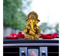 TIED RIBBONS Statua di Ganesh per cruscotto auto | Resina, 9,4 cm | Statua di Ganesha dorata per casa, ufficio, scrivania, Pooja | Statue di Ganesha | Decorazione per festival di Ganesha | Regali di