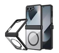 Tieeyivv Cover Magnetica per Samsung Galaxy Z Flip 7 5G Case con MagSafe, Anti-Caduta Frame in Silicone Morbido + Acrilico Transparent Coque, Custodia Transaprent Posteriore Cover Sottile Antiurto