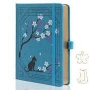 TIEFOSSI A5 Diario a Righe, Diario Carino con Gatti per Donne e Ragazze, Quaderno a Righe con Grazioso Motivo Sakura, Quaderno Estetico per Scrivere, Tenere un Journal e Disegnare, Bordi Dorati