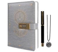 TIEFOSSI Diario con Lucchetto, Diario Sole e Luna con Lucchetto per Donne Uomini, Quaderno A5 Ricaricabile con Lucchetto per Scrivere, 224 Pagine Numerate