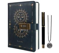 TIEFOSSI Diario con Lucchetto, Diario Sole e Luna con Lucchetto per Donne Uomini, Quaderno A5 Ricaricabile con Lucchetto per Scrivere, 224 Pagine Numerate