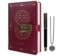 TIEFOSSI Diario con Lucchetto, Diario Sole e Luna con Lucchetto per Donne Uomini, Quaderno A5 Ricaricabile con Lucchetto per Scrivere, 224 Pagine Numerate