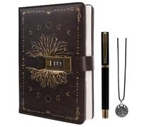 TIEFOSSI Diario con Lucchetto, Diario Vintage Albero della Vita con Lucchetto per Donne Uomini, Quaderno A5 Ricaricabile con Lucchetto per Scrivere, 224 Pagine Numerate