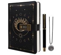 TIEFOSSI Diario con Lucchetto, Diario Vintage Sole con Lucchetto per Donne Uomini, Quaderno A5 Ricaricabile con Lucchetto per Scrivere, 224 Pagine Numerate