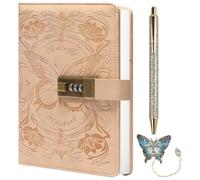 TIEFOSSI Diario con lucchetto per donne e ragazze, diario foderato con lucchetto, taccuino a farfalla con penna e segnalibro, A5 diario con lucchetto ricaricabile per scrivere