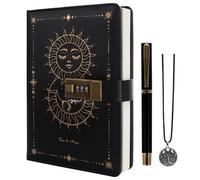 TIEFOSSI - Diario con lucchetto, sole e luna, con lucchetto, per donne e uomini, formato A5, ricaricabile, 224 pagine numerate