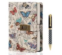 TIEFOSSI Diario da Ricamo con Lucchetto, Diario Foderato con Lucchetto per Donna Uomo, Quaderno Estetico con Penna, Quaderno con Copertina Rigida per Scrivere e Pianificare