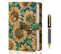 TIEFOSSI Diario da Ricamo con Lucchetto, Diario Foderato con Lucchetto per Donna Uomo, Quaderno Estetico con Penna, Quaderno con Copertina Rigida per Scrivere e Pianificare