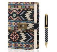 TIEFOSSI Diario di Tessuto con Lucchetto, Diario Foderato con Lucchetto per Donna Uomo, Quaderno di Scrittura con Copertina Rigida, Carta Spessa 100 GSM con 224 Pagine Numerate