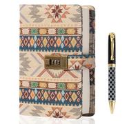 TIEFOSSI Diario di Tessuto con Lucchetto, Diario Foderato con Lucchetto per Donna Uomo, Quaderno di Scrittura con Copertina Rigida, Carta Spessa 100 GSM con 224 Pagine Numerate