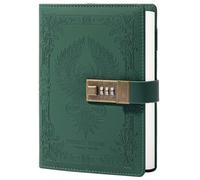TIEFOSSI Phoenix Journal Notebook con lucchetto, diario in pelle vintage con serratura, B6 carta da lettere a righe da viaggio per donne ragazze ragazzi (verde)