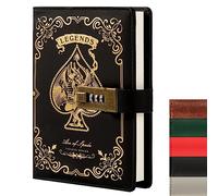 TIEFOSSI Quaderno in pelle con lucchetto a combinazione, diario con serratura a forma di leggenda misteriosa per adulti, ragazzi, ragazze, bambini, uomini, donne, password segrete ricaricabili