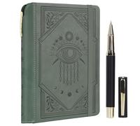 TIEFOSSI Taccuino a righe per donne e uomini, diario in pelle con penna, quaderno A5 con copertina rigida a forma di malocchio per il lavoro, il diario, i viaggi e la scuola, 14,8 x 21 cm